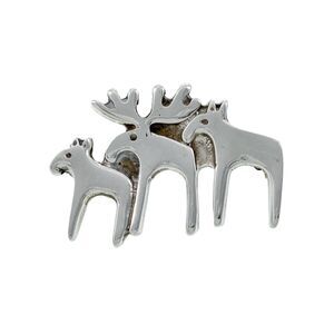 Vintage R Tennesmed Sterling Silver Moose Family Herd Bull Cow Calf Pin Brooch
